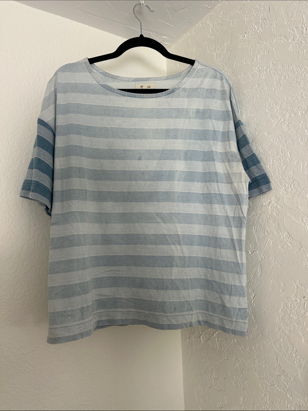 Madewell Blue and White Striped Short Sleeve Tee